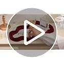 Wine Red Wavy Wall Mirror, 16x10" Flocked Cloud Decorative Mirror