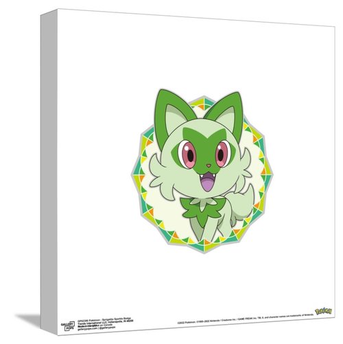 Trends International Gallery Pops Pokémon - Sprigatito Sparkle Badge Canvas Wall Art Wall Poster, 12.00" x 12.00", Stretched Canvas
