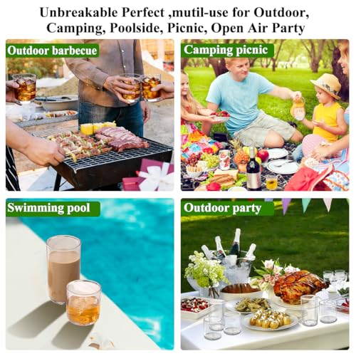 12-Piece Unbreakable Plastic Drinking Glass Set - Clear PET Tumblers