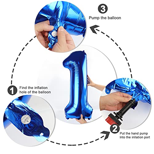 40 Inch Blue Number Balloons for Birthday Party Decorations