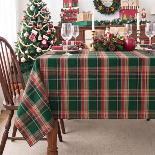 Homepeak Forest Green 54x54 Inch Square Buffalo Plaid Christmas Tablecloth - Farmhouse Decor