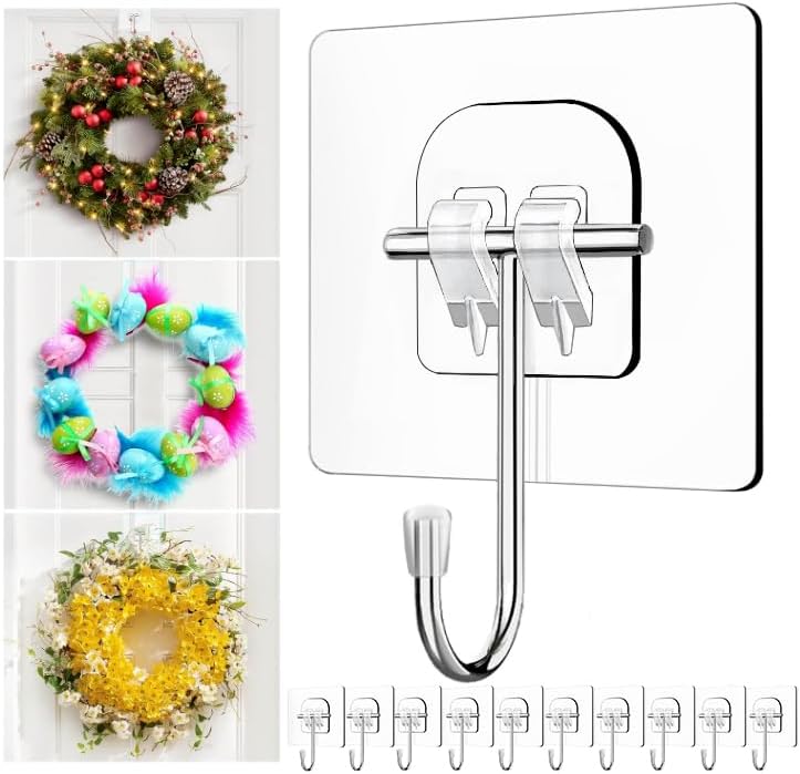 Skiennix Large Clear Wreath Door Hanger - 60lb Over-The-Door Hook for Easter & Christmas Decor