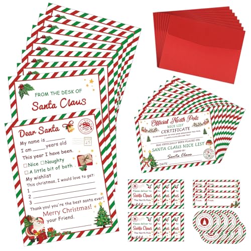 Letter to Santa Christmas Wish List Writing Kit 8 Sets Fill In The