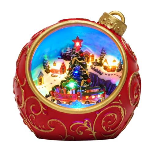 6.3" Animated Musical Christmas Village Globe with Rotating Train & Lights