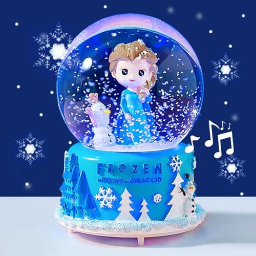 Musical Snow Globe with Automatic Snowfall and Colorful Lights, 80mm