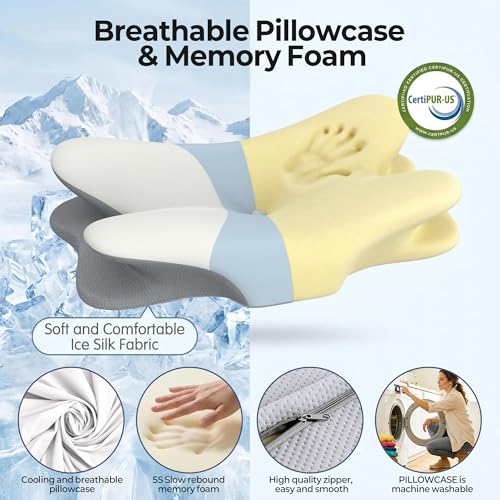 Contour Memory Foam Neck Pillow for Pain Relief - Ergonomic Design for All Sleep Positions