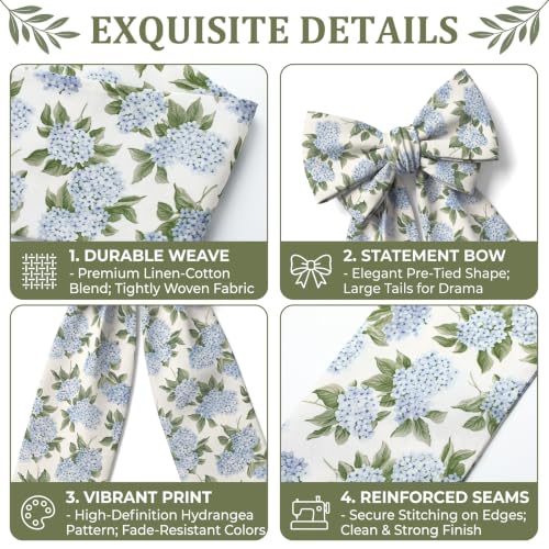 Hydrangea Wreath Sash 2 Pack Blue and White Floral Garland Ribbon