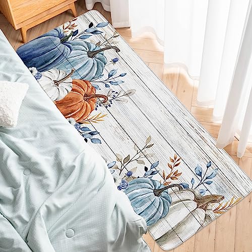 Fall Pumpkin Kitchen Mat Set 2 Pieces with Non-Slip Backing - 15.7"x23.6" & 15.7"x47.2" Thanksgiving Decor Rugs