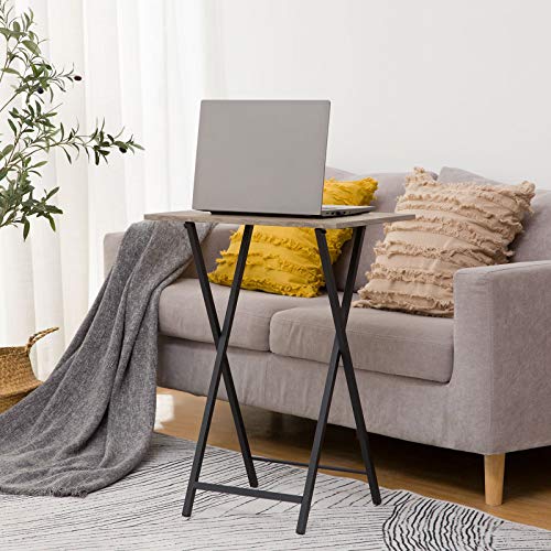 Set of 4 Folding TV Tray Tables with Storage Rack - Industrial Snack Tables