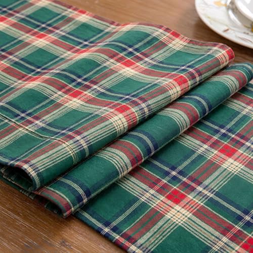 Niviy Green Red Plaid Christmas Table Runner 12 x 36 Inches Holiday Decor