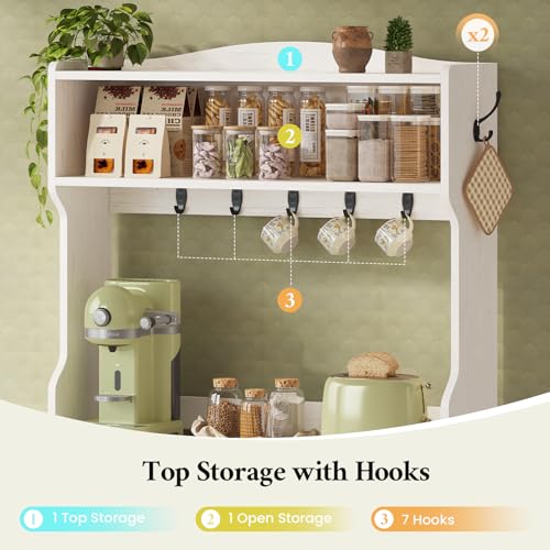 31.5-inch Farmhouse Bakers Rack with Power Outlet and Storage Cabinet