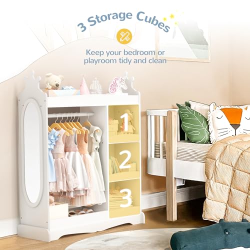 Kids Dress-Up Storage Armoire with Full-Length Mirror and Hooks
