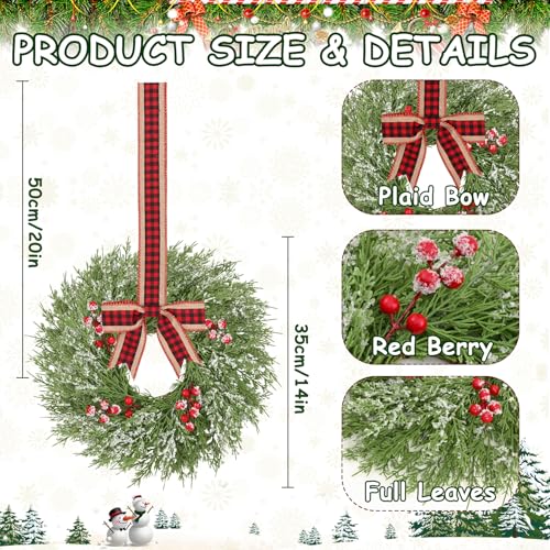 Waipfaru 18 Pcs Small Christmas Wreaths for Windows & Kitchen Cabinets, Holiday Decor - Red & Green