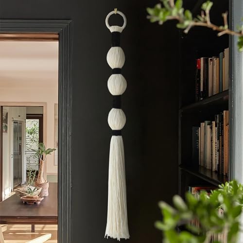 Macrame Wall Hanging, 27-inch Handmade Cotton Tassel Art Decor