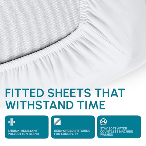 3-Piece Hospital Fitted Bed Sheet Set, 36x80x9 Inch, Soft Cotton Blend