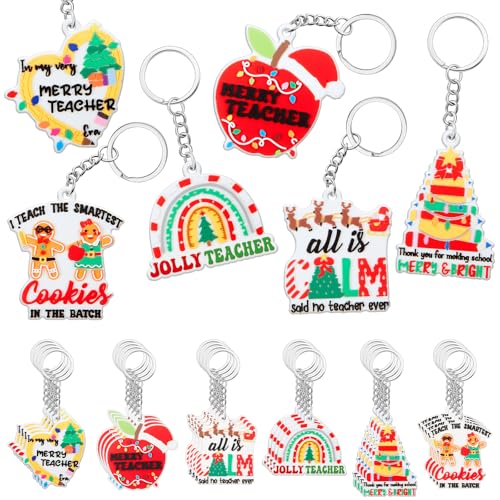 36 Pcs Teacher Keychains Bulk Gift Silicone Xmas