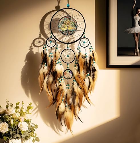 Tree of Life Dream Catcher Wall Decor - Hand-Woven Boho Hanging Ornament