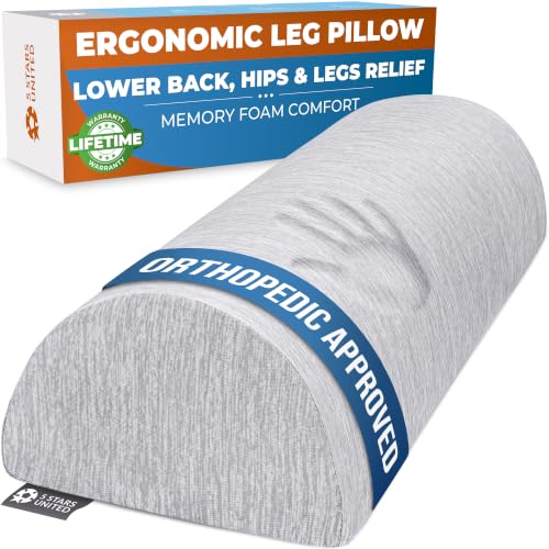Memory Foam Knee Pillow for Back Sleeping - Half Moon Bolster
