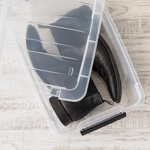 IRIS USA 13 Quart Clear Plastic Storage Bins with Lids 4-Pack