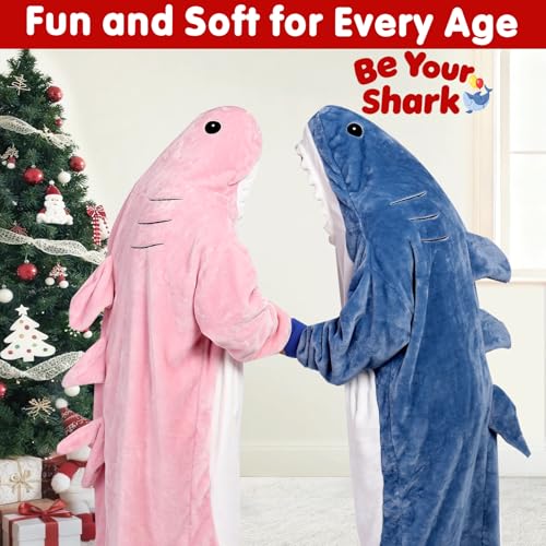 Shark Wearable Blanket Hoodie, Zippered Plush Shark Costume for Adults