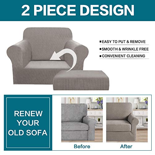 Stretch Chair Slipcover with Cushion Cover & Ottoman Cover - Taupe