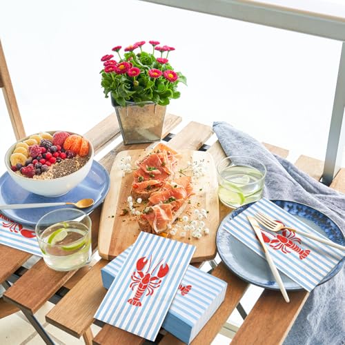 50Pcs Crawfish Striped Guest Paper Napkins - Disposable Seafood Party Decor