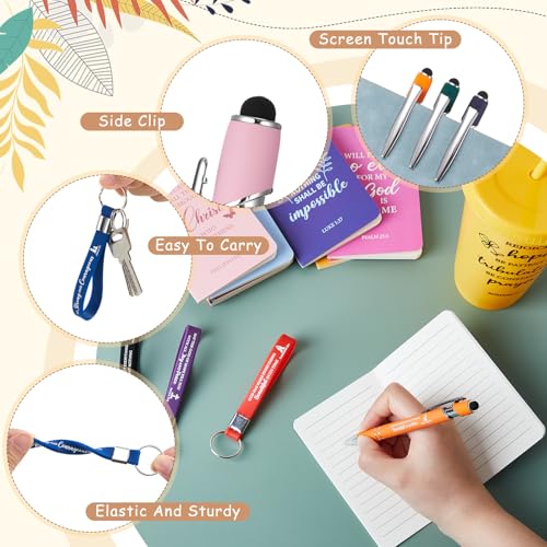Hollowfly 48 Pc Christmas Christian Gift Set (Colorful) – 12 Bible Verse Cups, Notebooks, Pens & Keychains