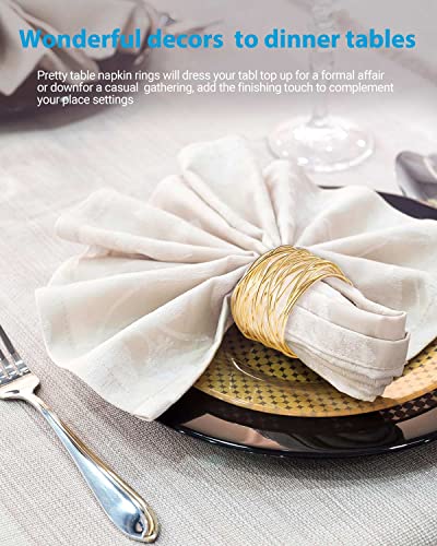 Gold Twisted Wire Mesh Napkin Rings Holders Set of 12 for Dinner Parties & Weddings