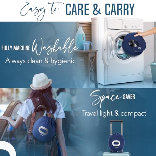 BCOZZY Travel Neck Pillow for Airplane – Navy Large