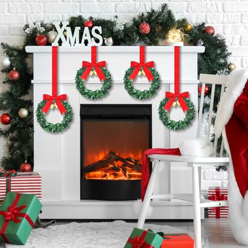 Syhood 12pcs 16-Inch Red Silk Christmas Wreath Bows for Windows & Cabinets