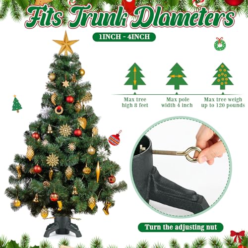 Huwena Cast Iron Christmas Tree Stand for Live & Artificial Trees, Supports 8ft, 120lb Capacity