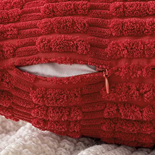 MIULEE Red 18x18 Corduroy Throw Pillow Covers (Pack of 2) 18" x 18"