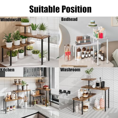 3-Tier Adjustable Corner Shelf Organizer for Kitchen and Bathroom Countertop
