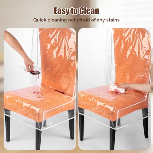 Clear Plastic Dining Chair Covers - 4 Pack Waterproof Seat Protectors