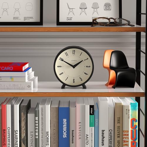 Modern Round Desk Clock, Retro Style Mantel Clock with Quartz Movement