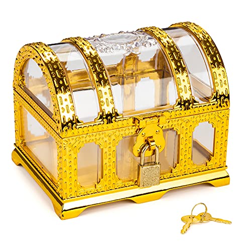 Kids Pirate Treasure Chest with Lock and Keys, Storage Box for Toys