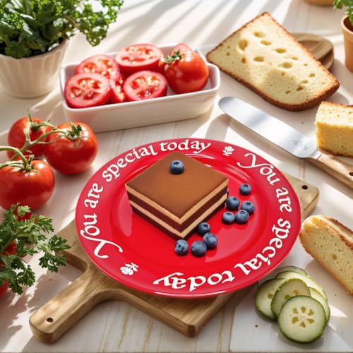 10.6-inch Ceramic Celebration Plate - You Are Special Today Red Platter