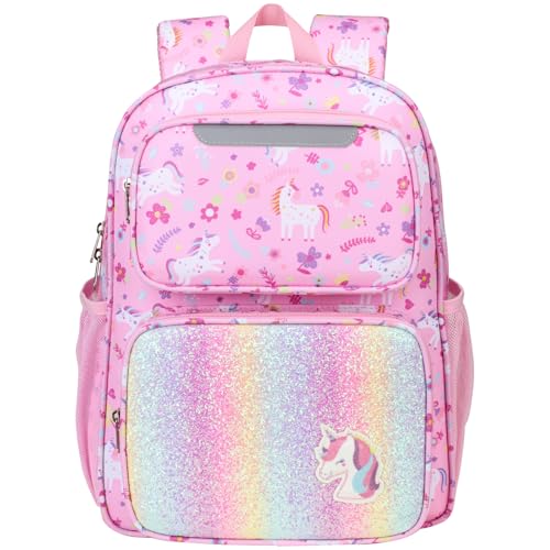 Girls Pink Unicorn Kindergarten Backpack - 15 Inch Insulated School Bag