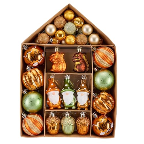 40-Piece Shatterproof Fall Tree Ornaments - Harvest Gnome & Pumpkin Decor