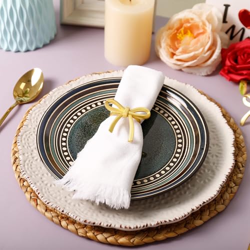Wonlex Matte Gold 20 Pcs Bow Napkin Rings Elegant Table Decor for Weddings & Parties