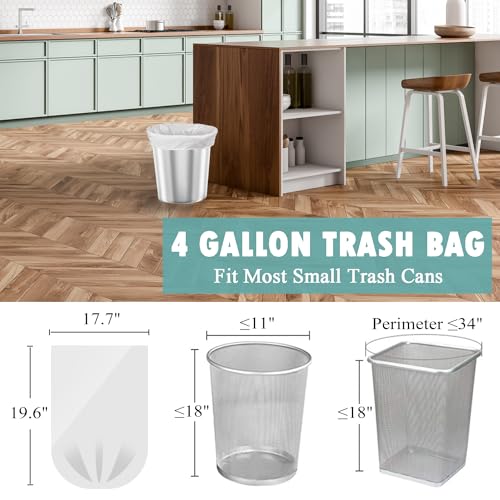 Small Trash Bags 4 Gallon - 105 Count Unscented White Garbage Liners
