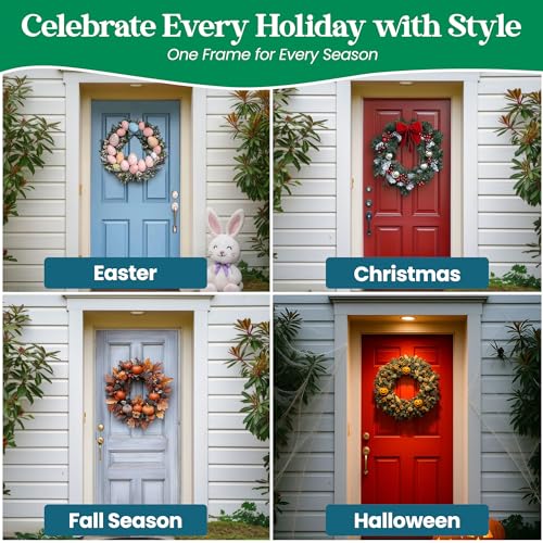 5-Pack 14 Inch Metal Wreath Frames - Dark Green Round Wire Wreath Forms