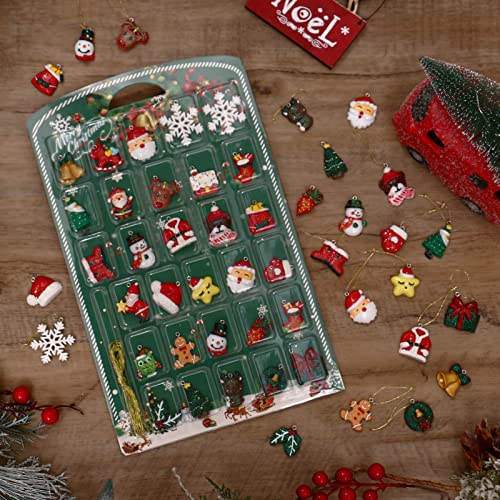 30-Piece Mini Resin Christmas Tree Ornament Set, Festive Holiday Charms