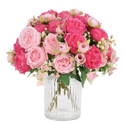 2-Pack Mixed Pink Artificial Silk Peony Bouquets for Home & Wedding Decor
