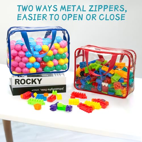 8-Pack Large Clear Toy Storage Bags with Zipper and Labels