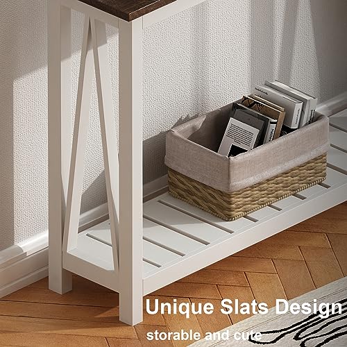 Rustic Farmhouse Console Table, 40-Inch Narrow Entryway Sofa Table