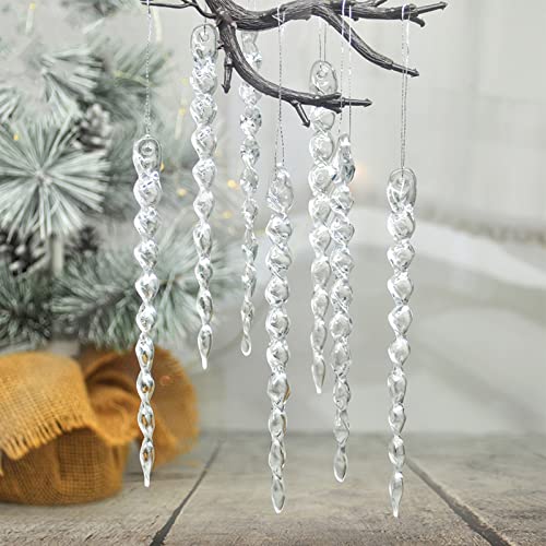 30Pcs Clear Plastic Icicle Christmas Ornaments for Tree Decoration