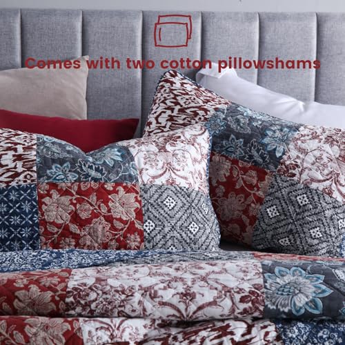 California King Quilt Set - 100% Cotton Reversible Comforter with Shams