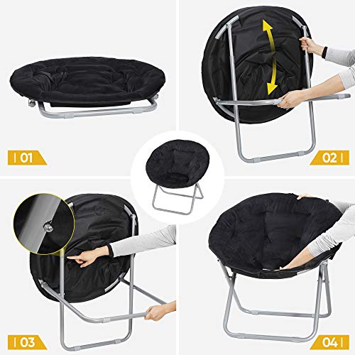 Faux-Fur Folding Moon Chair, Soft Upholstered Lounge Chair for Bedroom
