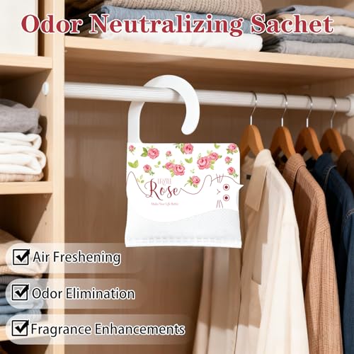 13-Pack Rose Scented Sachets - Long Lasting Air Freshener for Closets & Drawers